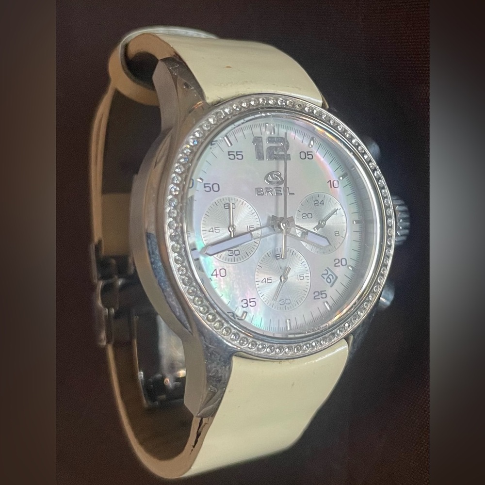 WATCH by BREIL w/ CRYSTAL BEZZEL, MOTHER of PEARL DIAL, STAINLESS STEEL, No Band